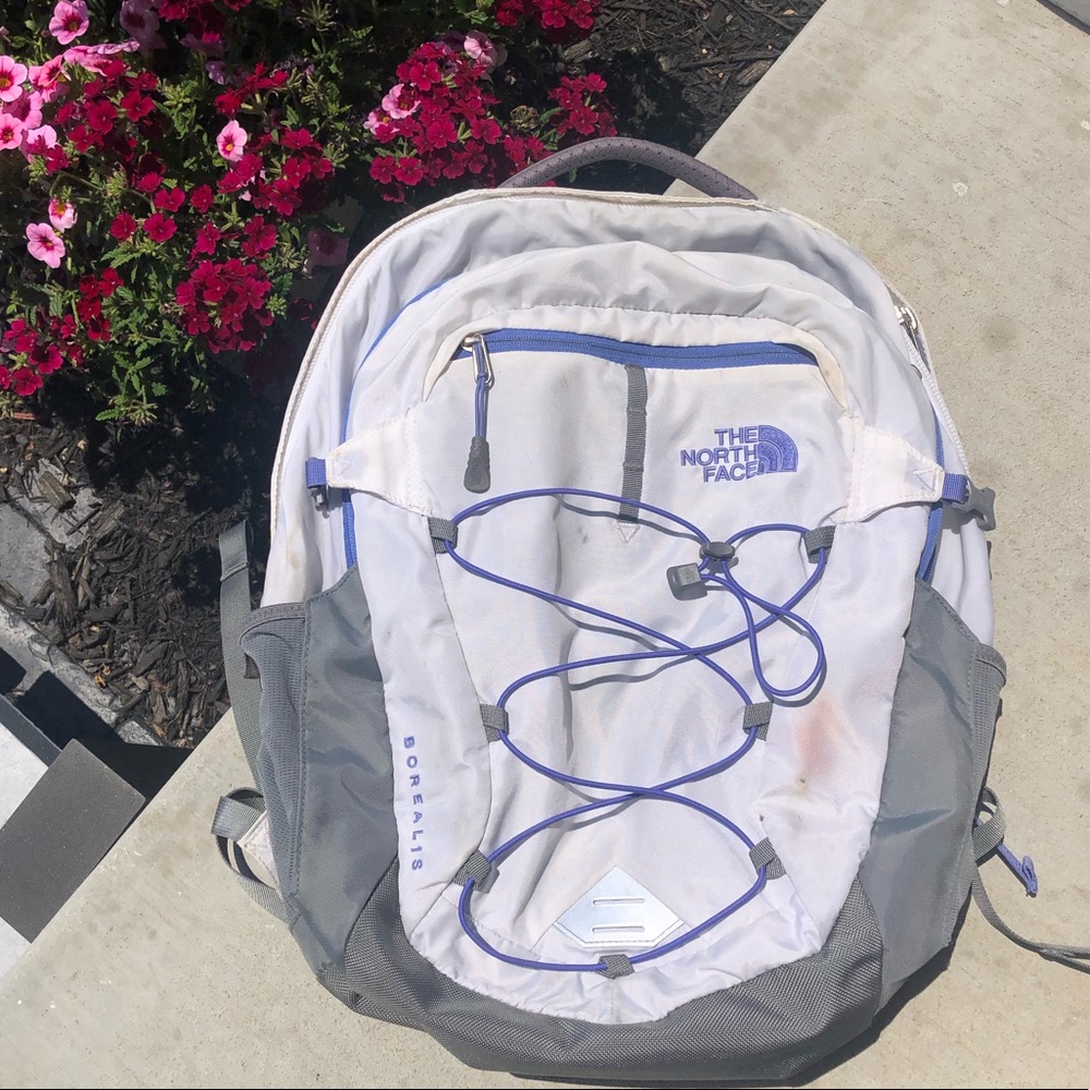 North Face Borealis Backpack White and Blue